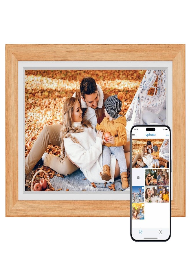 Dragon Touch Digital Picture Frame WiFi 10 inch IPS Touch Screen Digital Photo Frame Display, 32GB Storage, Auto-Rotate, Share Photos via App, Email, Cloud, Classic 10 Brown - Image 1