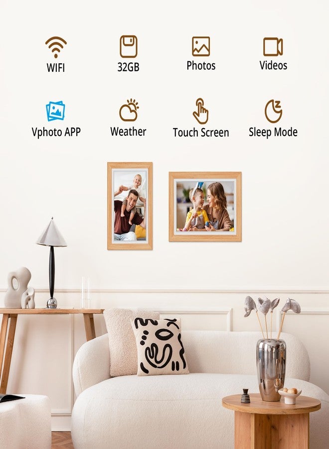 Dragon Touch Digital Picture Frame WiFi 10 inch IPS Touch Screen Digital Photo Frame Display, 32GB Storage, Auto-Rotate, Share Photos via App, Email, Cloud, Classic 10 Brown - Image 4