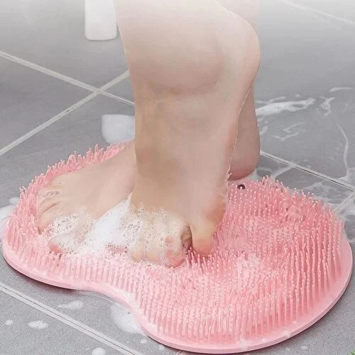 Safestore Practical Silicone Bath Brush with Suction Cup Massage Pad Back Foot Pad Washing Tool Back Washcloth Foot Mat