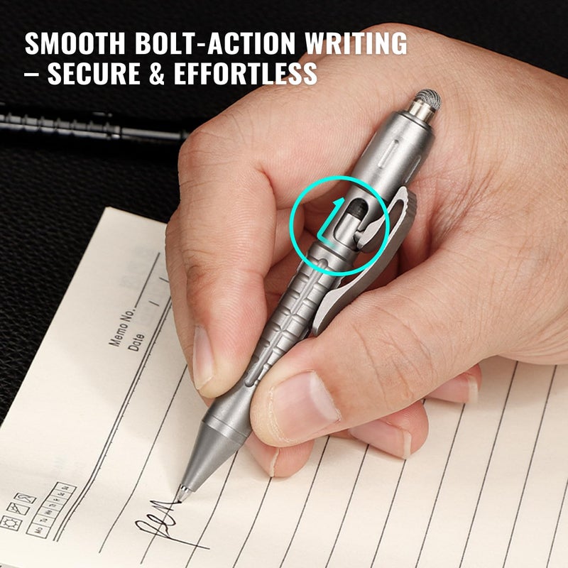 Tacray MP1 Titanium Multitool Pen â€“ Mini EDC Pocket Pen with Replaceable Tool Heads, Box cutter, Tungsten Tip, Screwdrivers, Pencil & Stylus for Everyday Carry (Grey) - Image 5