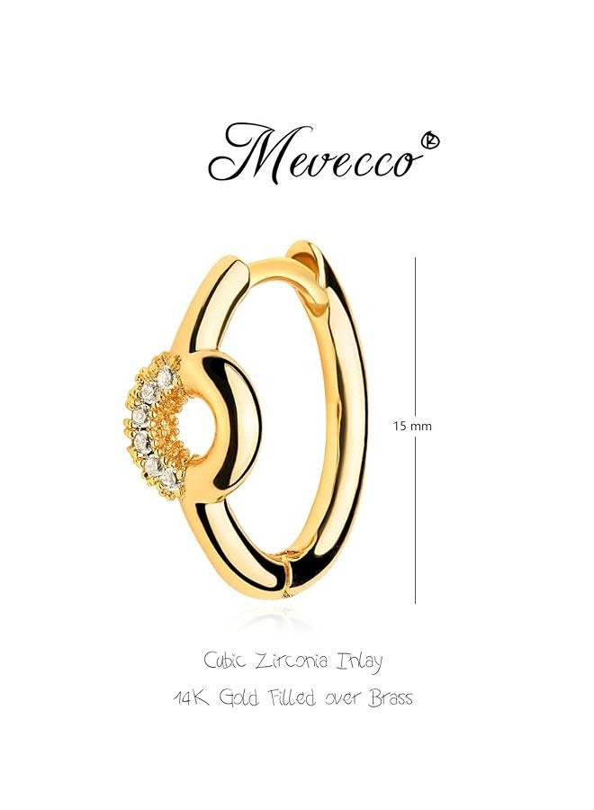 Mevecco Women Huggie Earrings Gold Hoop Sleeper 14K Gold Filled Small Simple Handmade Hypoallergenic Everyday Jewelry - Image 4