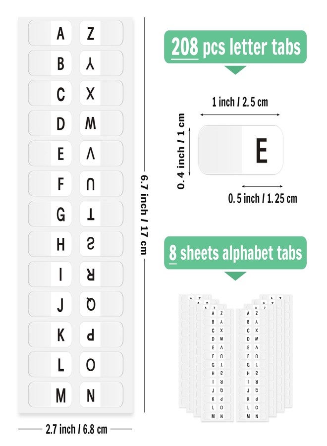 Aixoom A-Z Tabs Small Alphabet Index Tabs Self-Adhesive Index Tabs A-Z Letter Transparent Permanent Alphabetical Tabs for Notebooks Dictionary Files (208) - Image 2