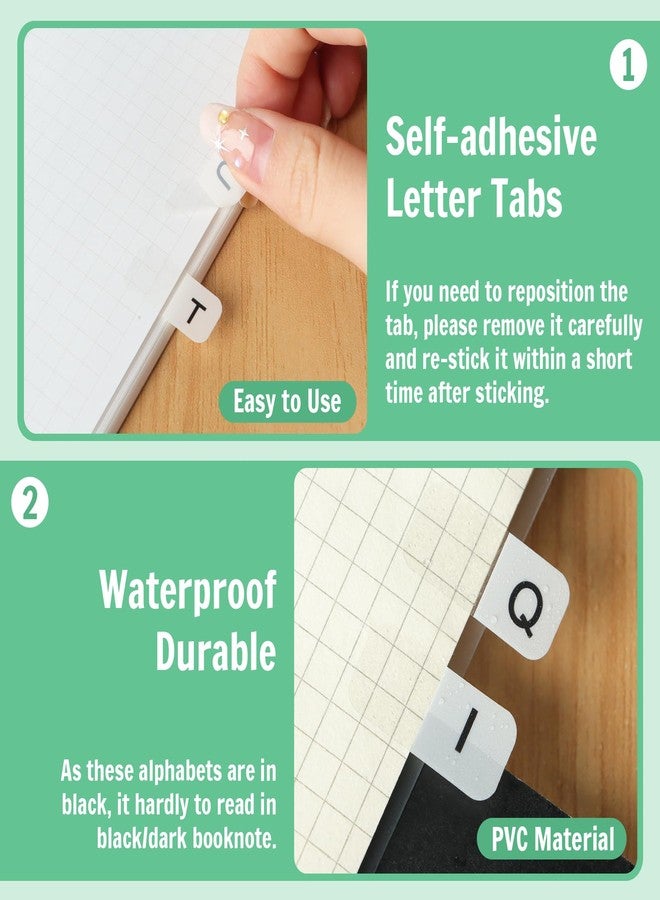 Aixoom A-Z Tabs Small Alphabet Index Tabs Self-Adhesive Index Tabs A-Z Letter Transparent Permanent Alphabetical Tabs for Notebooks Dictionary Files (208) - Image 4