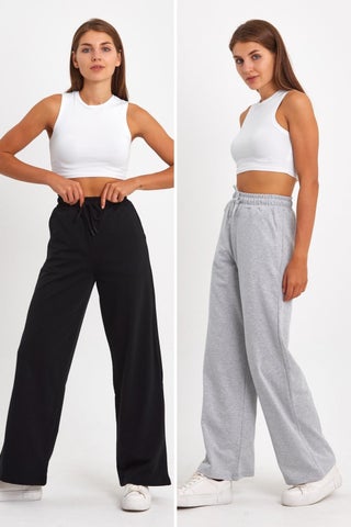 Black-Grey Women's Seasonal Casual Wide Leg Side Pocket 2-Pack Sweatpants - pzsku/Z2E585750DE2D53D14B0CZ/45/_/1725723201/7daa98d8-7e40-4ce6-bab5-ace331acd9b2