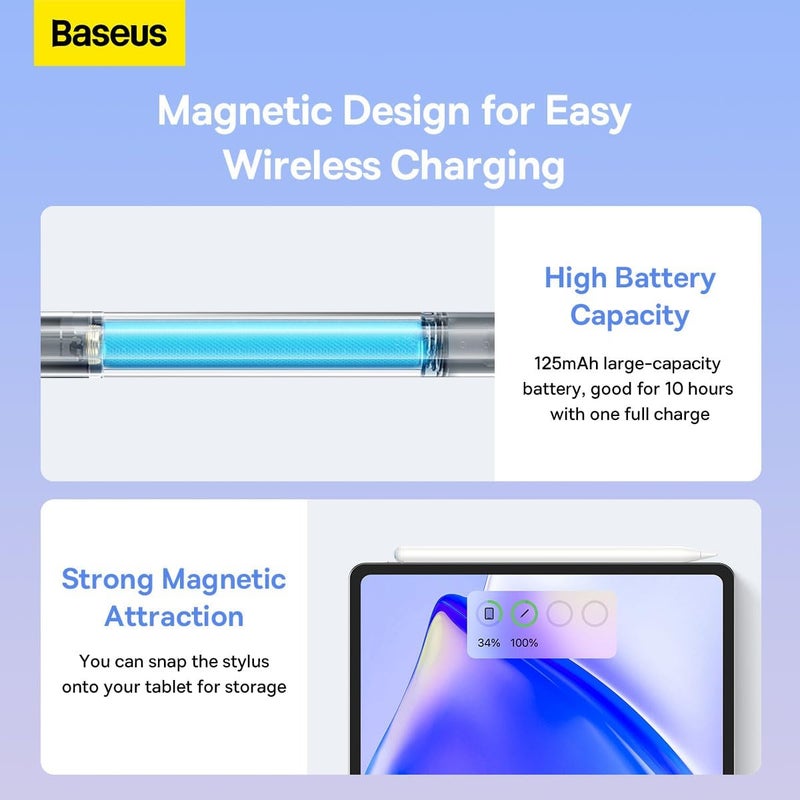 Baseus Smooth Writing 2 Series Wireless Charging Stylus, White (Active Version with active pen tip) - Image 5