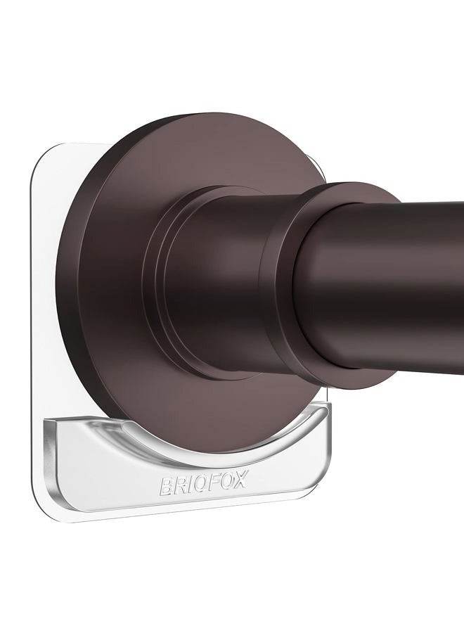 BRIOFOX Adhesive Shower Curtain Rod Holder | No Drilling | Invisible Wall Mount Holder | Transparent Rod Retainer, 2 Pack(Rod Not Included) - Image 1