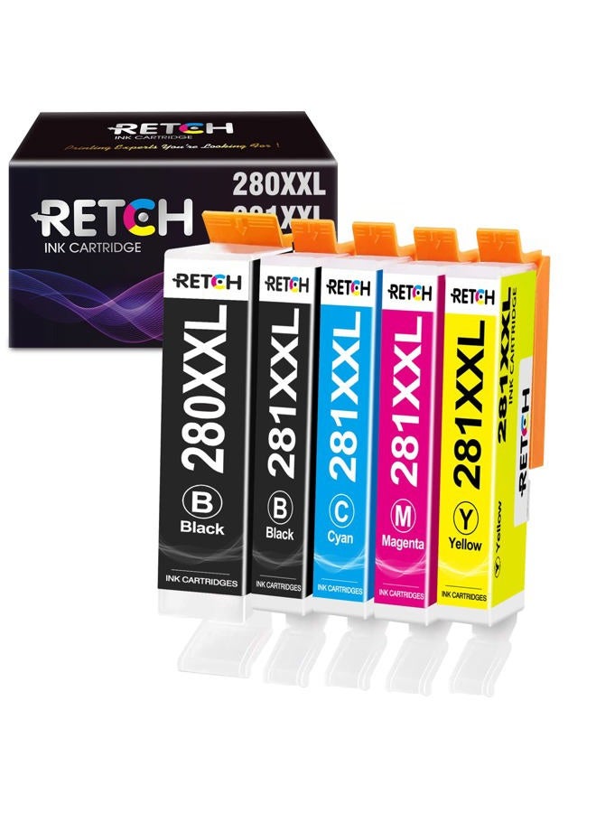 RETCH Compatible Inkjet Printer Ink Cartridges Tray Replacement for Canon 280 and 281 PGI-280XXL CLI-281XXL Combo Pack for PIXMA TR8520 TS8220 TR7520 TS9120 TS6120 - Image 1