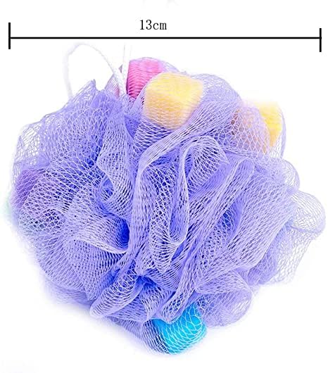 KUNFAIT Luxurious Sponge Shower Loofah for Spa-like Exfoliation and Relaxation | Mesh Pouf Shower Balls | Body Scrubber for Men & Women| Pack of 3 - Image 3