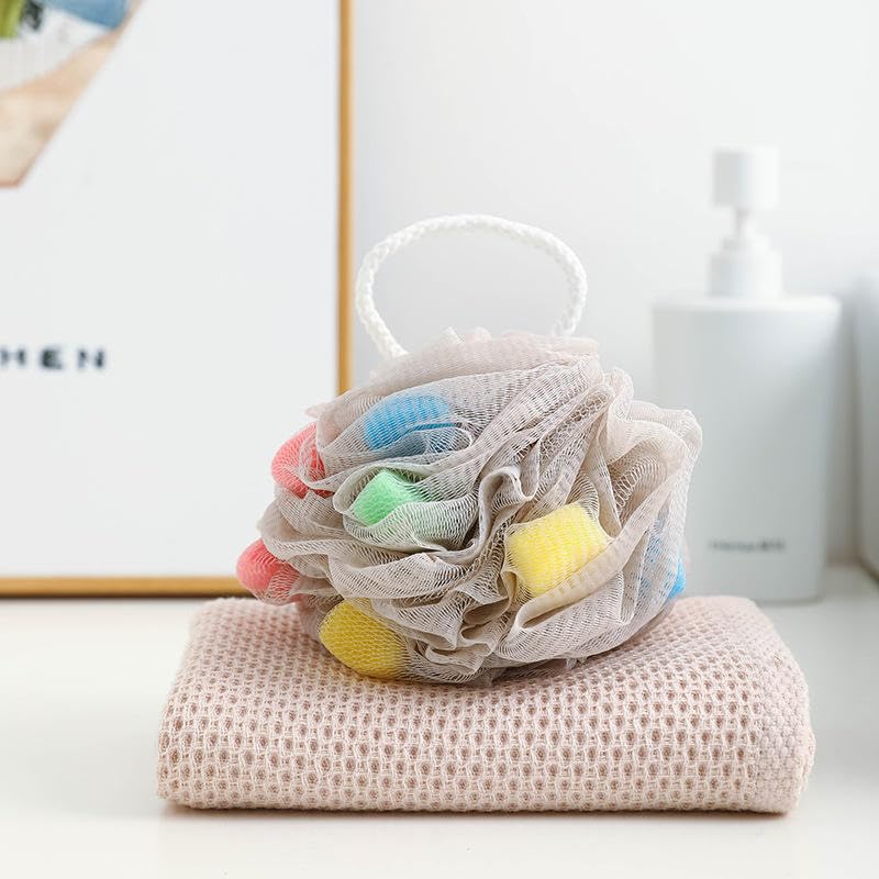 KUNFAIT Luxurious Sponge Shower Loofah for Spa-like Exfoliation and Relaxation | Mesh Pouf Shower Balls | Body Scrubber for Men & Women| Pack of 3 - Image 4