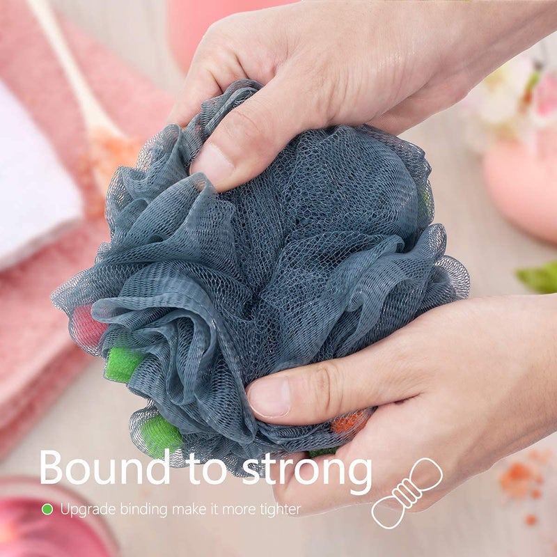 KUNFAIT Luxurious Sponge Shower Loofah for Spa-like Exfoliation and Relaxation | Mesh Pouf Shower Balls | Body Scrubber for Men & Women| Pack of 3 - Image 5