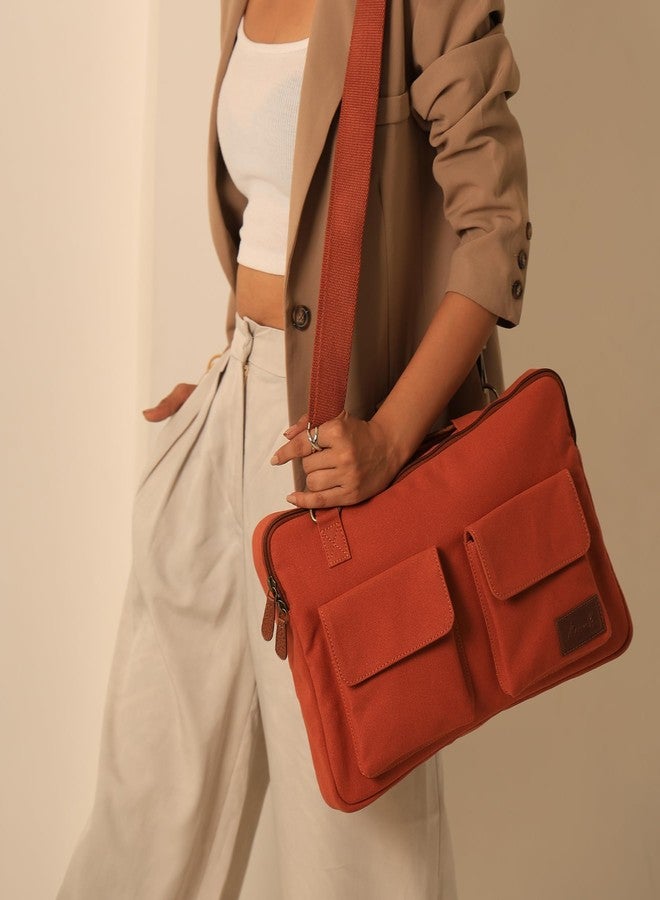 Mona B Cleveland Laptop Sleeve Bag for Men & Women - Stylish, Durable & Eco-Friendly (Burnt Orange) - Image 2