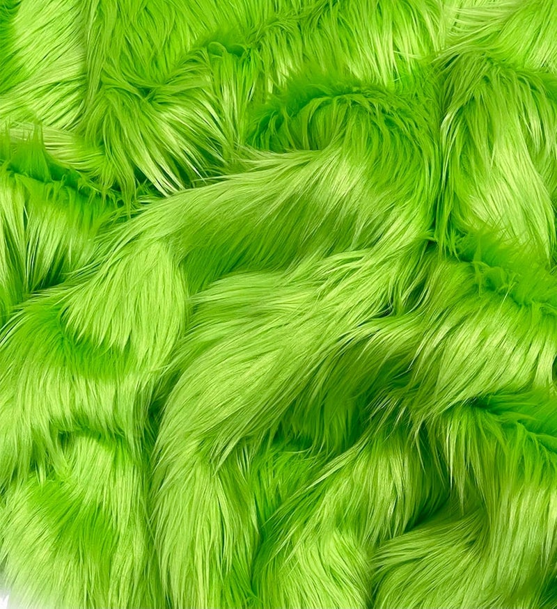 EOVEA Shaggy Faux Fur Fabric by The Yard – 60” Wide | Fluffy, Soft Fake Fur Material for Sewing, Crafts, Costumes, Upholstery & Home Decor | Long Pile Plush Fabric(Lime Green, One Yard) - Image 1