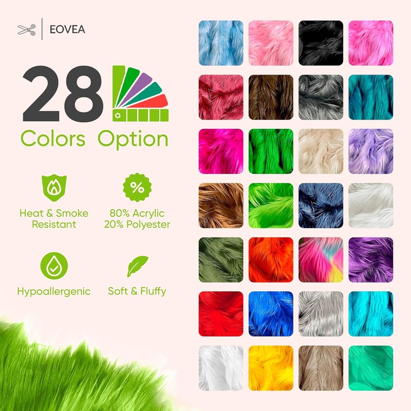 EOVEA Shaggy Faux Fur Fabric by The Yard – 60” Wide | Fluffy, Soft Fake Fur Material for Sewing, Crafts, Costumes, Upholstery & Home Decor | Long Pile Plush Fabric(Lime Green, One Yard) - Image 3