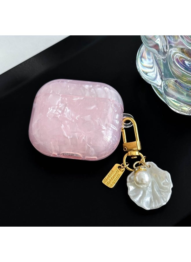 Generic - Suitable For AirPods 4 Earphone Protective Cover Simple Shell Tpu Soft Shell Apple Pro2 Pearl Pendant-Color:Pink-Applicable Models:Airpods 3rd Generation - Image 1