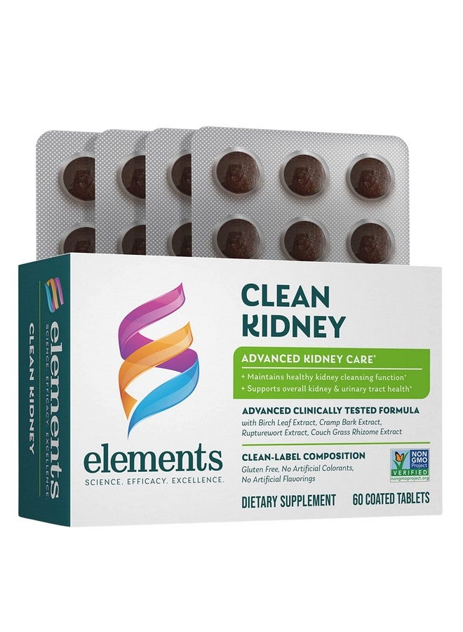 Elements Clean Kidney, 60 Tablets (30 Day Supply), Advanced Kidney Care Supplement, Supports Kidney And Urinary Tract Health And Normal Kidney Function, Gluten Free, Non- Gmo Certified - Image 1