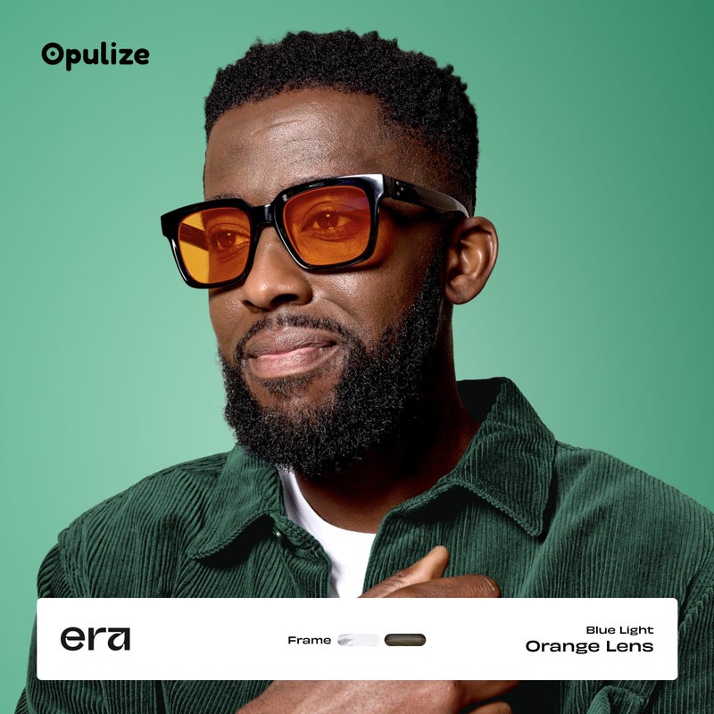OPULIZE نظارات ERA للضوء الأزرق للنساء والرجال، إطار كبير مع عدسات صفراء مستقطبة وبرتقالية وحماية UV400، مضادة للانعكاس ومضادة للتوهج، نظارات الكمبيوتر والشاشة، شفافة (عبوة من 2) - Image 3