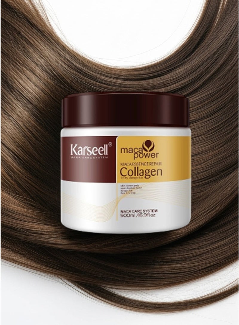 Karseell Collagen Hair Treatment Deep Repair Conditioning Argan Oil Collagen Hair Mask Essence for Dry Damaged Hair All Hair Types 16.90 oz 500 ml - Image 2