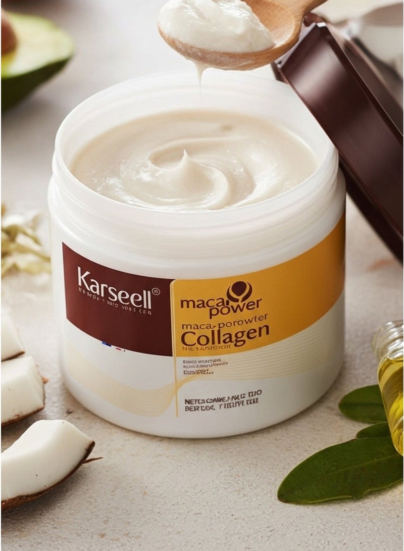 Karseell Collagen Hair Treatment Deep Repair Conditioning Argan Oil Collagen Hair Mask Essence for Dry Damaged Hair All Hair Types 16.90 oz 500 ml - Image 3