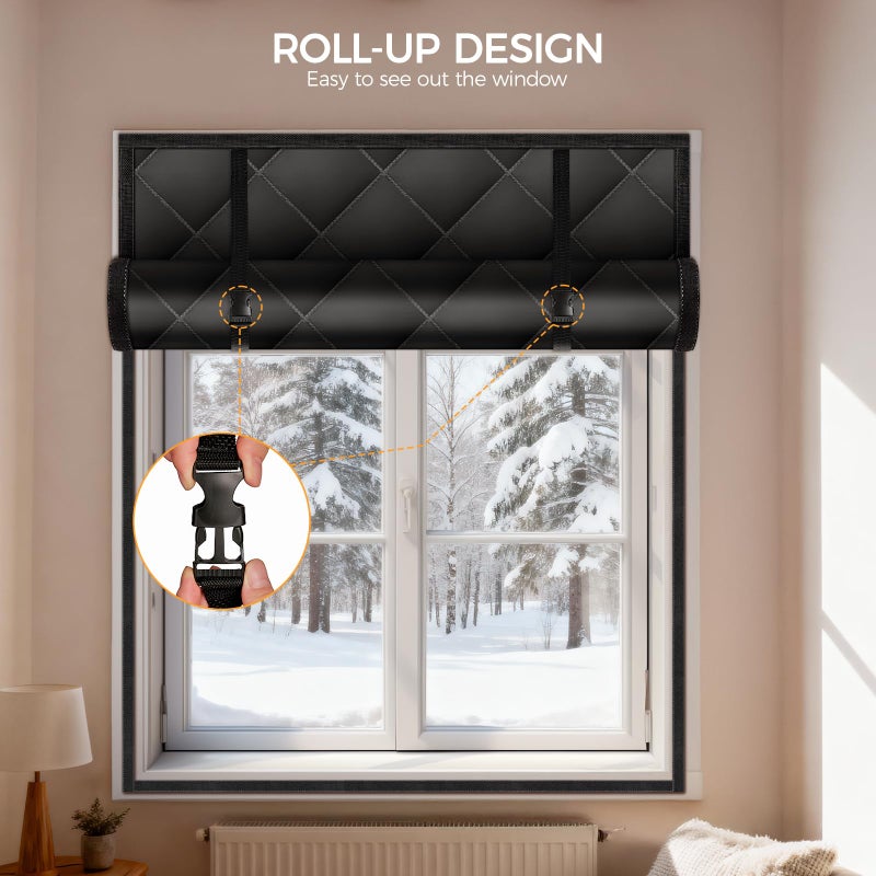 FIFIFO 63" x 39" Thermal Window Coverï¼ŒOxford Fabric Window Cover for Winter, Window Insulation for Winter to Keep Warm, Window Insulation Kit for Home RV Basementâ€“Black - Image 4
