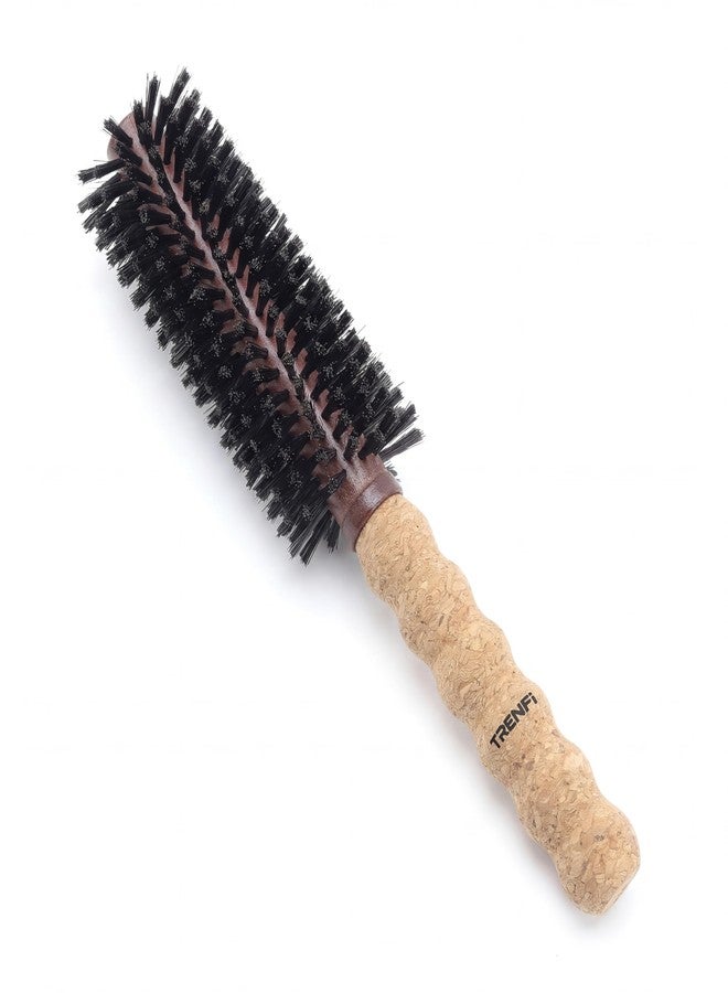 TRENFI Black Boar Bristle Round Brush 2.2 Inch V Pattern - Image 1