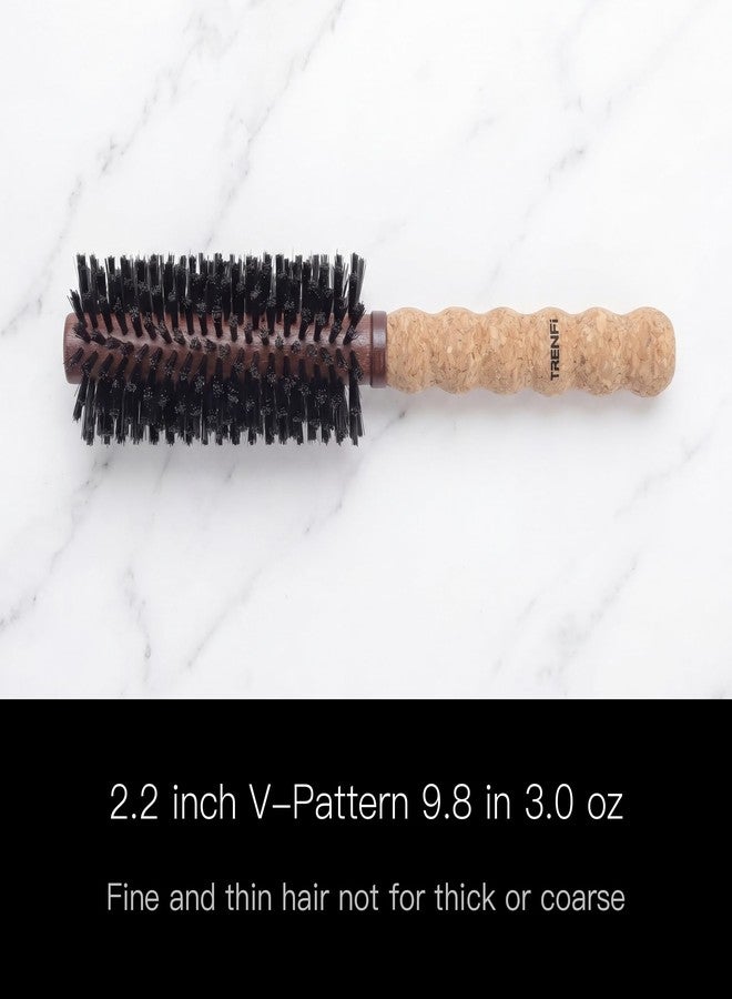 TRENFI Black Boar Bristle Round Brush 2.2 Inch V Pattern - Image 5