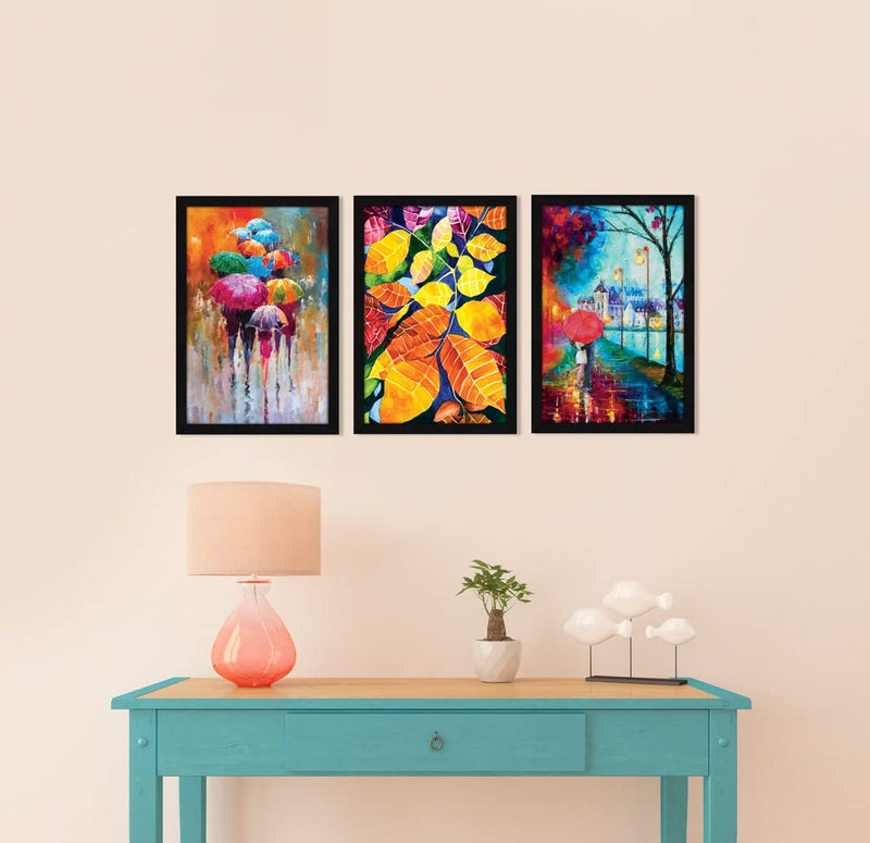 ArtX Paper Abstract Couple Romantic Wall Paintings For Living Room Decor, Multicolor, 3 Feet x 1.5 Feet, 12.0 X 18.0 inches each, Set Of 3 - Image 1