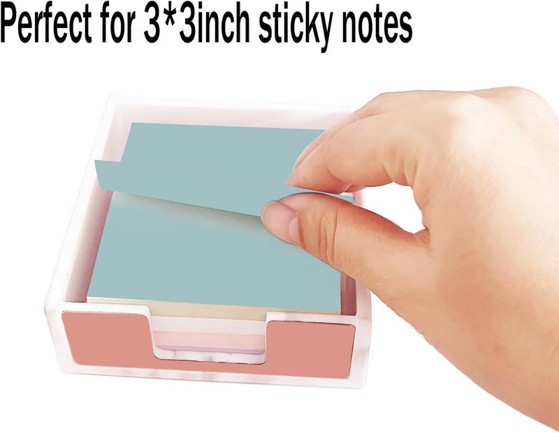 Supfoxer Marble White Sticky Notes Holder，Memo Sticky Holder for 3" x 3" Adhesive notepads Storage Tray Despensers Office Desk Accessories Suppplies - Image 5