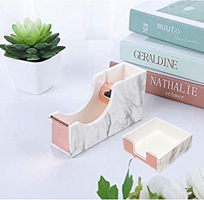 Supfoxer Marble White Sticky Notes Holder，Memo Sticky Holder for 3" x 3" Adhesive notepads Storage Tray Despensers Office Desk Accessories Suppplies - Image 3