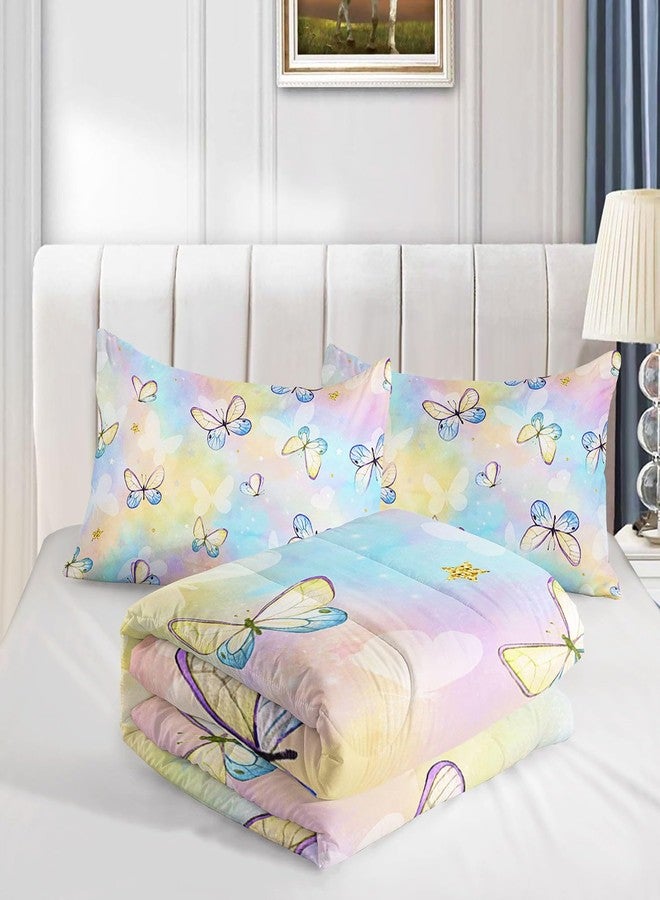 TWhours Datura home Kids Comforter Set Butterflies Printed Pattern Bedding Set with 1 Comforter and 2 Pillowcases for Girls Boys Bedroom All Season(Butterflies5 Twin) - Image 4