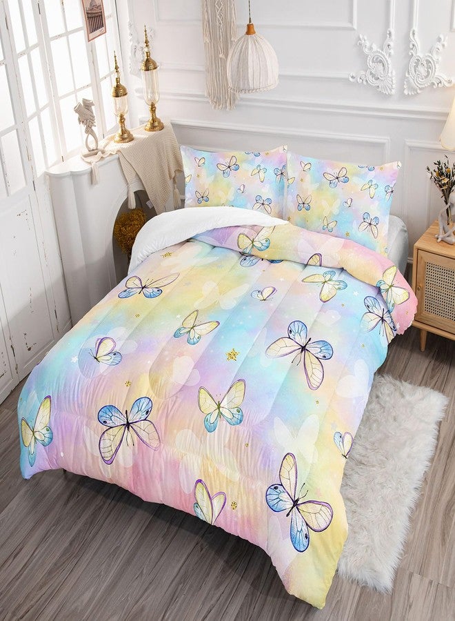 TWhours Datura home Kids Comforter Set Butterflies Printed Pattern Bedding Set with 1 Comforter and 2 Pillowcases for Girls Boys Bedroom All Season(Butterflies5 Twin) - Image 3