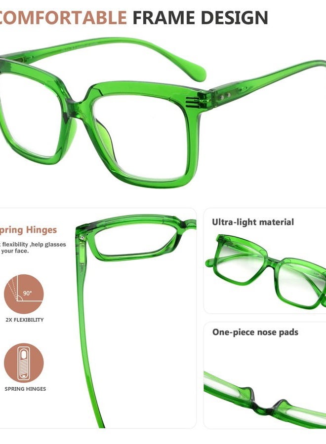Eyekepper Reading Glasses - Oversized Rectangular Reading Aid for Women Green +1.50 - Image 5