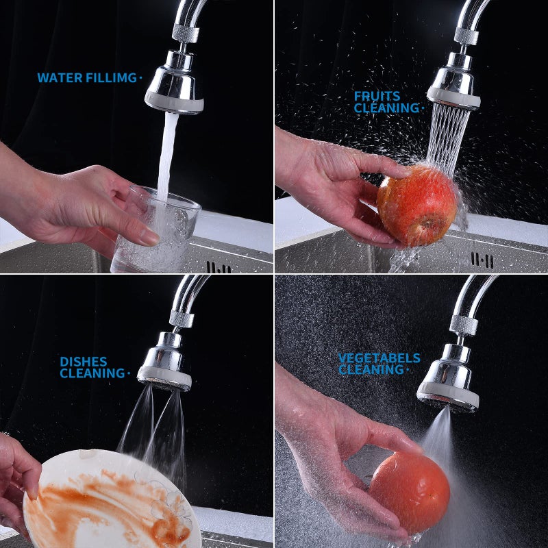 JRJUBB 4 Spray Modes Faucet Aerator,360 Degree Faucet Sprayer Attachment,Big Angle Kitchen Faucet Aerator,Swivel Faucet Extender,Sink Sprayer Attachment for faucet,55/64 inch Female Thread (Chrome) - Image 4
