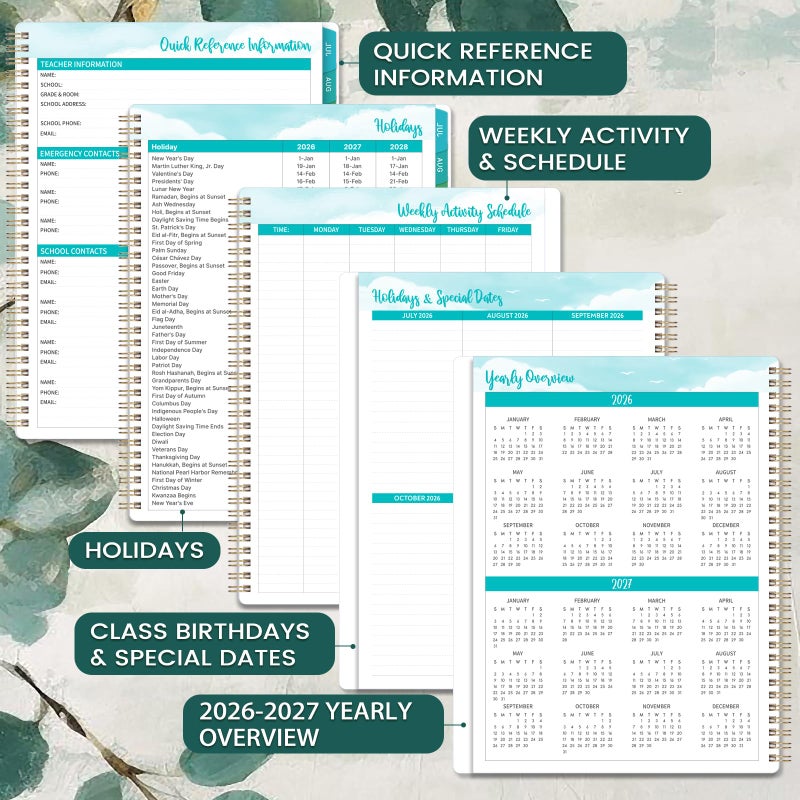 Makapoo Teacher Planner 2026-2027 - Teacher Lesson Planner, July 2026 - June 2027, 8.5" x 11", 2026-2027 Planner Weekly and Monthly, Lesson Plan Book for Teachers, Colorful Tabs, Inner Pocket - Image 5