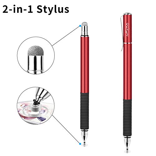Mixoo Stylus Pens for Touch Screens - Disc & Fiber Tip 2 in 1 High Sensitivity Universal Stylus for iPad, iPhone, Tablets and Other Capacitive Touch Screens (Red) - Image 4