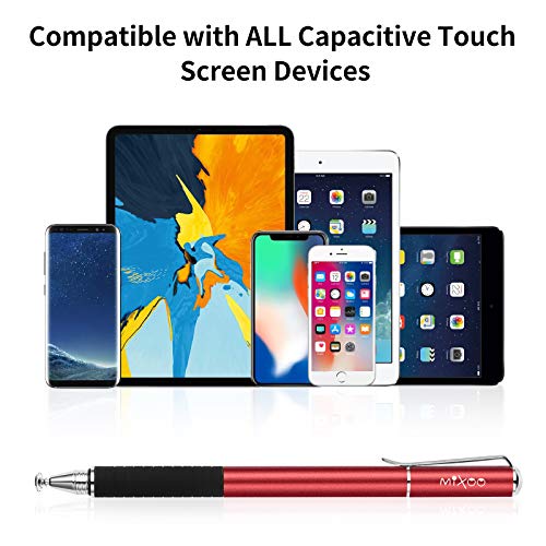 Mixoo Stylus Pens for Touch Screens - Disc & Fiber Tip 2 in 1 High Sensitivity Universal Stylus for iPad, iPhone, Tablets and Other Capacitive Touch Screens (Red) - Image 3