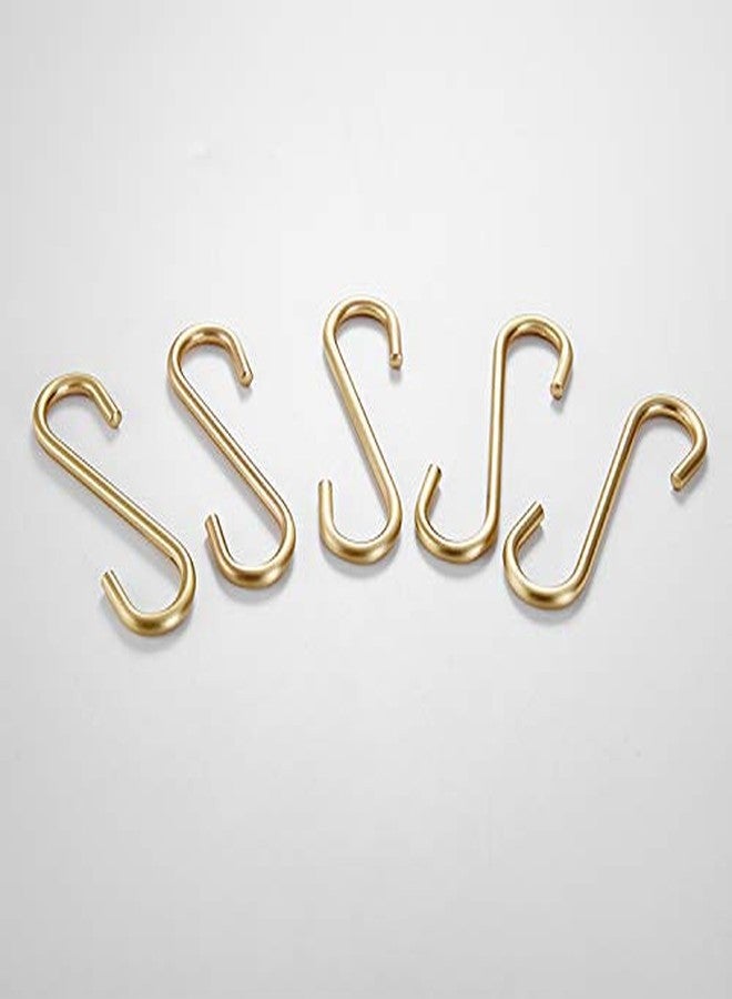 Hiendure 21.6 Inch Towel Bar with 5 S Shaped Hooks,Brass Towel Holder Brushed Gold Towel Rack for Bathroom Kitchen - Image 5