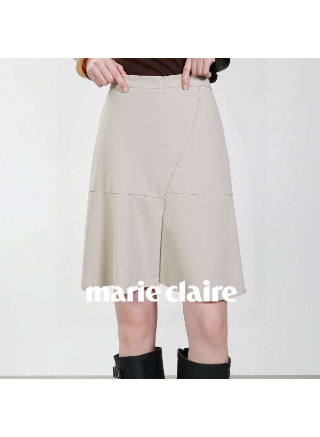 Marie Claire Light Luxury Temperament Midi Skirt Women's 2025 Autumn New High-end A-line Skirt High Waist Slimming Half Skirt - Image 2