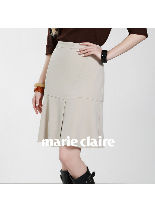 Marie Claire Light Luxury Temperament Midi Skirt Women's 2025 Autumn New High-end A-line Skirt High Waist Slimming Half Skirt - Image 3