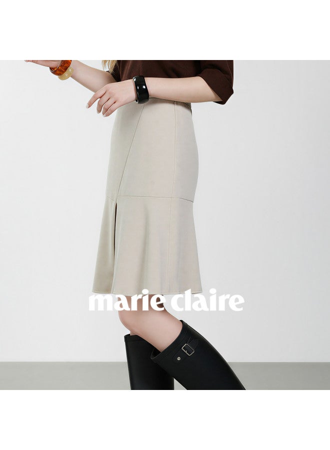 Marie Claire Light Luxury Temperament Midi Skirt Women's 2025 Autumn New High-end A-line Skirt High Waist Slimming Half Skirt - Image 4