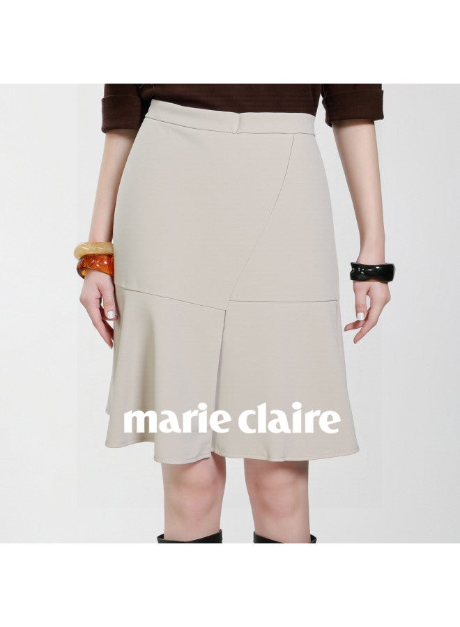 Marie Claire Light Luxury Temperament Midi Skirt Women's 2025 Autumn New High-end A-line Skirt High Waist Slimming Half Skirt - Image 5