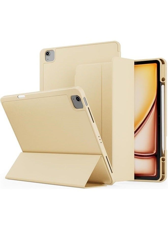 Generic متوافق مع حافظة iPad Air 13 بوصة (M2) 2024، غطاء ذكي بحامل ثلاثي الطي مع تنبيه تلقائي مع حامل قلم رصاص وظهر ناعم من مادة TPU لجهاز iPad Air 13 بوصة  - Image 1