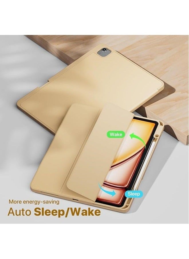 Generic متوافق مع حافظة iPad Air 13 بوصة (M2) 2024، غطاء ذكي بحامل ثلاثي الطي مع تنبيه تلقائي مع حامل قلم رصاص وظهر ناعم من مادة TPU لجهاز iPad Air 13 بوصة  - Image 3