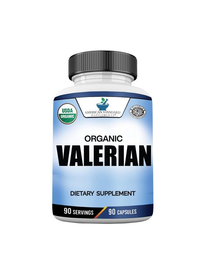 American Standard Supplements كبسولات جذر حشيشة الهر العضوية 1800 مجم، جذر حشيشة الهر، حشيشة الهر، جذر حشيشة الهر العضوي، كبسولات جذر حشيشة الهر العضوية للاسترخاء والهدوء وصحة النوم، 90 كبسولة نباتية، إمداد لمدة 3 أشهر - Image 1