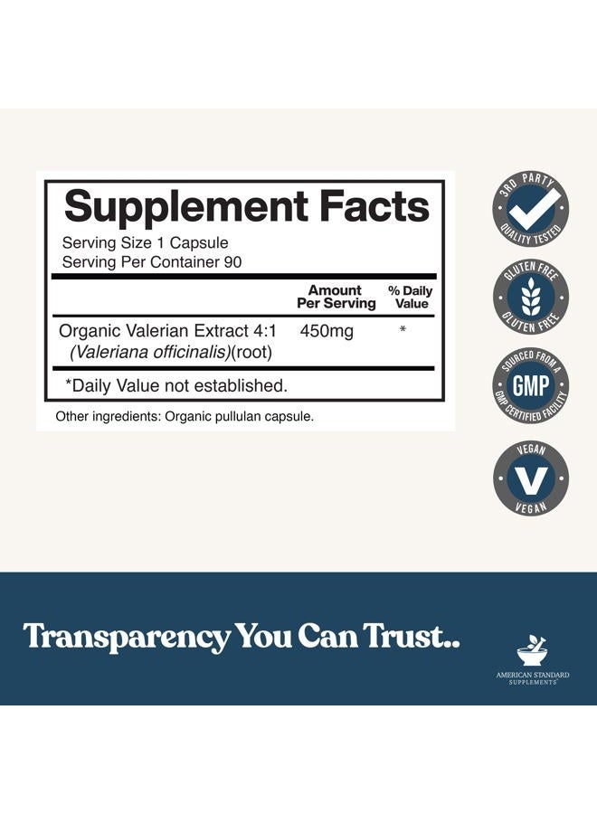 American Standard Supplements كبسولات جذر حشيشة الهر العضوية 1800 مجم، جذر حشيشة الهر، حشيشة الهر، جذر حشيشة الهر العضوي، كبسولات جذر حشيشة الهر العضوية للاسترخاء والهدوء وصحة النوم، 90 كبسولة نباتية، إمداد لمدة 3 أشهر - Image 3