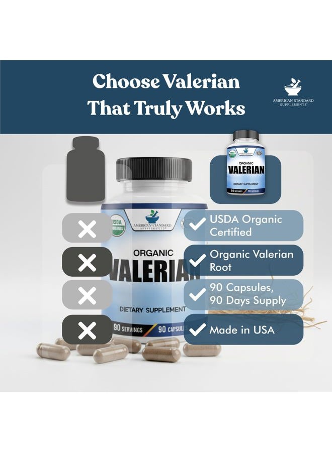 American Standard Supplements كبسولات جذر حشيشة الهر العضوية 1800 مجم، جذر حشيشة الهر، حشيشة الهر، جذر حشيشة الهر العضوي، كبسولات جذر حشيشة الهر العضوية للاسترخاء والهدوء وصحة النوم، 90 كبسولة نباتية، إمداد لمدة 3 أشهر - Image 4
