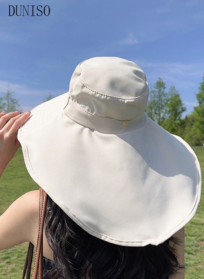 DUNISO Women's Foldable Sun Hat Summer Wide Brim Roll Up Beach Cap Summer Solid Travel Beach Bucket Hats UV Protection UPF50+ for Vacation Outdoor Activities - Image 4