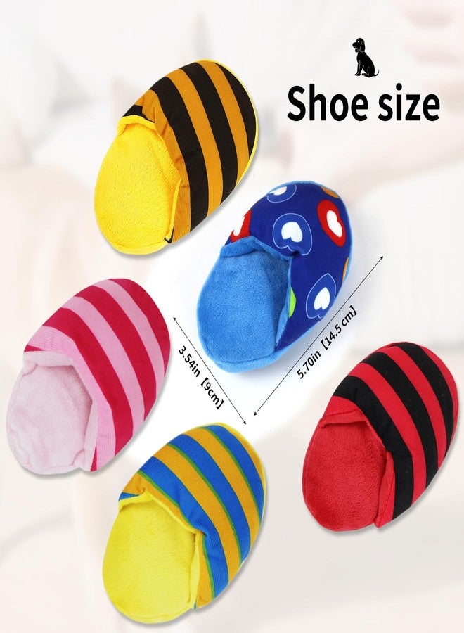 Andiker Dog Squeaky Toys, 5 Pack Cute Slipper Shape Dogs Plush Toys Soft Bite-Resistant Puppy Chew Toys Interactive Dog Toys for Small Medium Dogs Entertaining Biting Chewing - Image 2