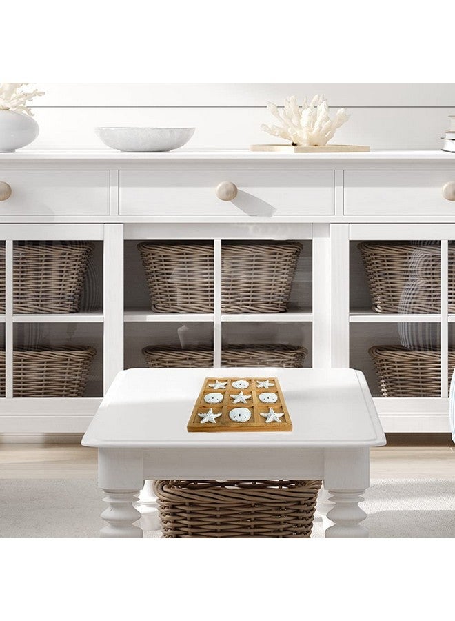 Nautical Crush Trading Starfish Tic Tac Toe Game - 9" x 9" - Beach Tic Tac Toe Game - Coastal Beach House Coffee Table Game Board - Tic Tac Toe Decor - Beach House Games - White Starfish & Sand Dollars - Image 2