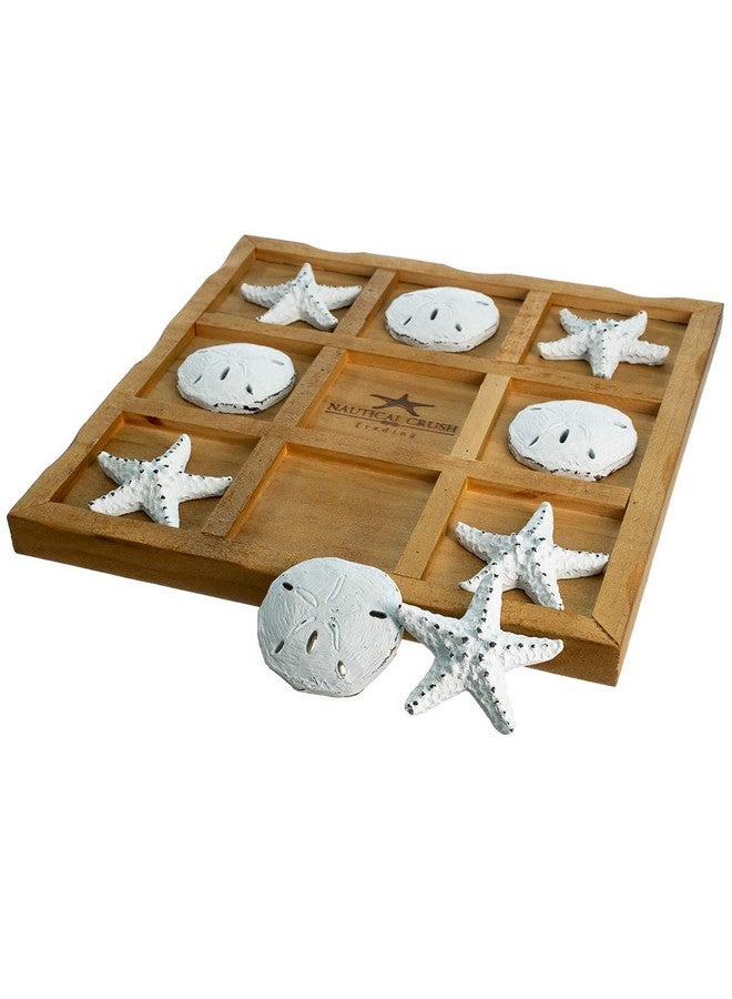 Nautical Crush Trading Starfish Tic Tac Toe Game - 9" x 9" - Beach Tic Tac Toe Game - Coastal Beach House Coffee Table Game Board - Tic Tac Toe Decor - Beach House Games - White Starfish & Sand Dollars - Image 3