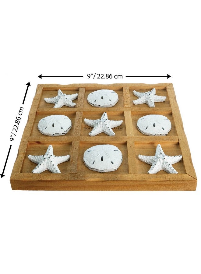 Nautical Crush Trading Starfish Tic Tac Toe Game - 9" x 9" - Beach Tic Tac Toe Game - Coastal Beach House Coffee Table Game Board - Tic Tac Toe Decor - Beach House Games - White Starfish & Sand Dollars - Image 4